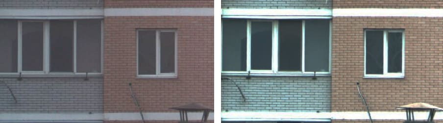 Один и тот же объектив с паразитным светом и без